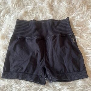 Free People Black Ribbed Athletic Shorts